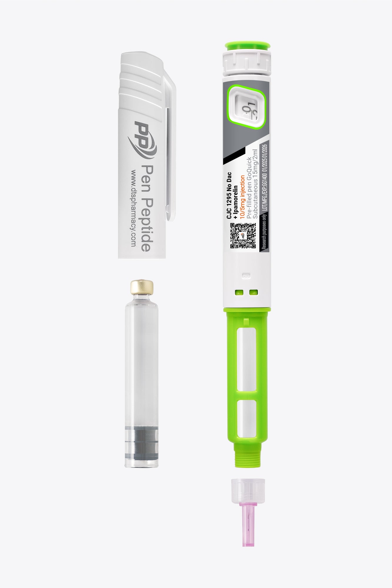CJC-1295 No Dac (5mg) + Ipamorelin (10mg) i form av en penna för subkutan användning